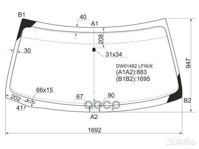 Стекло лобовое Ford Expedition 03-06 / F150 96