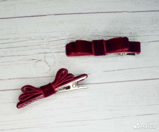 Бархатный бант, ободок и заколочки для волос