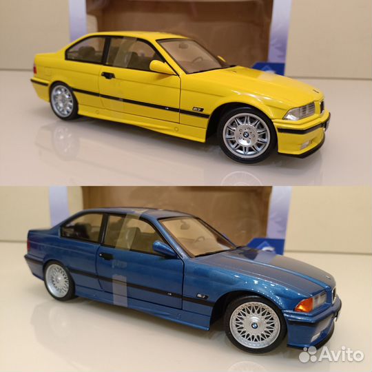 BMW M3 (E36) Coupe 1:18 Синий / Желтый