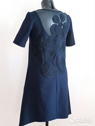 Новое темно синее платье с вышивкой Desigual