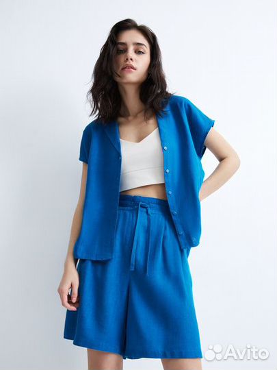 Блузка с коротким рукавом Zarina 44 со льном