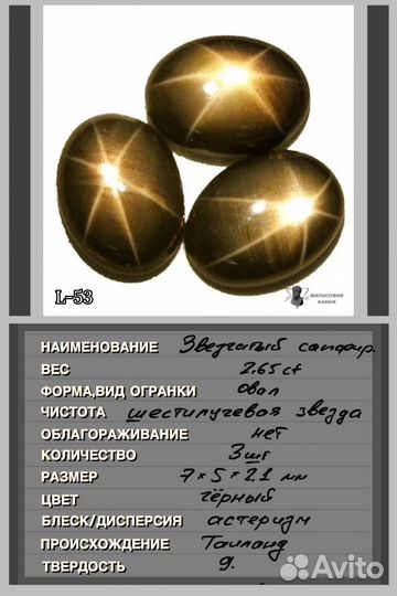 Черный звезчатый сапфир, ассортимент. Таиланд