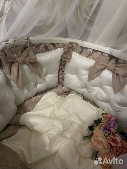 Бортики в кроватку люкс сатин