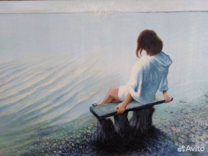 Авторская картина (релакс, лето, река), 57х88 см