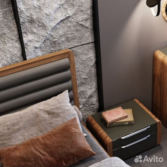 Тумба прикроватная Bella, шпон, орех, Parra