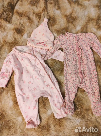 Одежда для девочки 0-3-6 мес.Слипы,боди,футболки