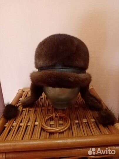 Шапка ушанка норковая женская