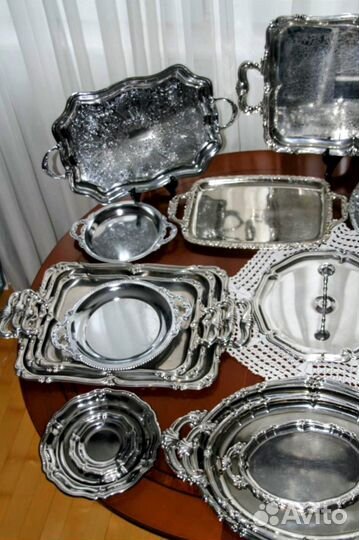 Подносы и менажницы из Франции, посеребрение