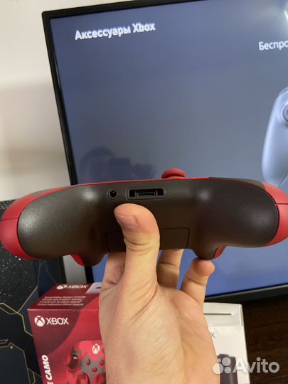 Xbox геймпад красный камуфляж + аккумулятор