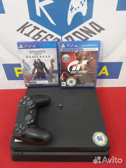 Playstation 4 Slim + ас: Вальхалла + Gran Turismo