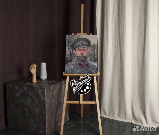 Портрет Николая второго на холсте 40х50см