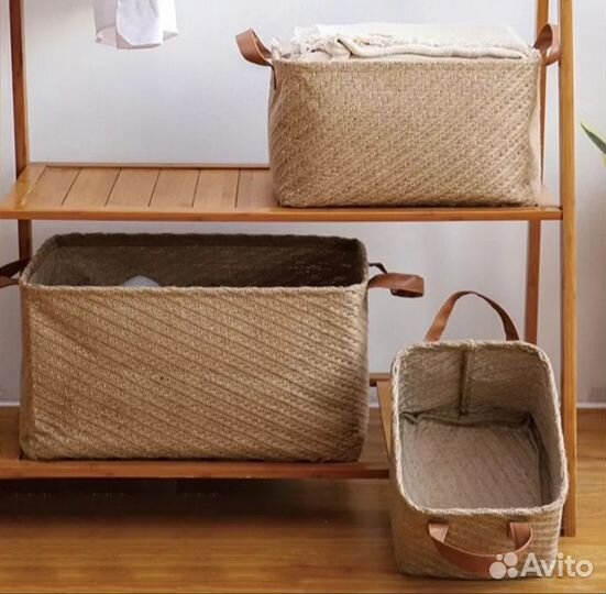 Корзина для хранения белья и вещей из джута