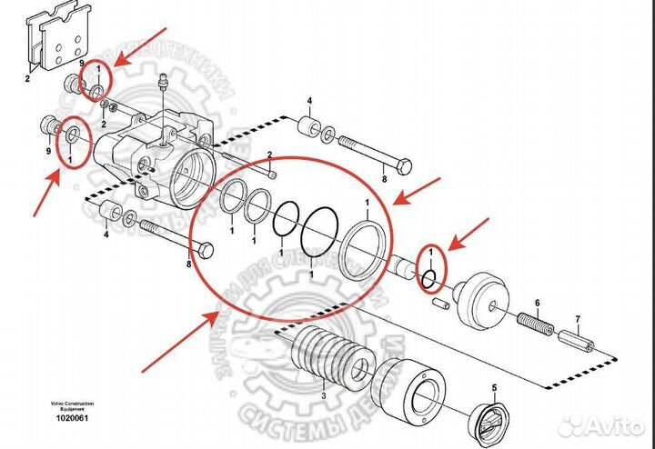 Набор уплотнений тормоза Volvo L60E L60F L70E L70F