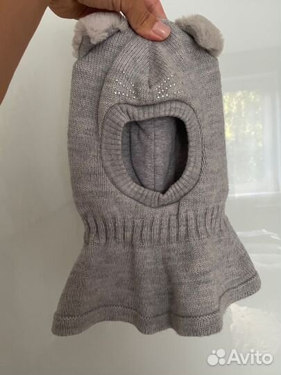 Шапка новая для девочки с ушками ог 48-50