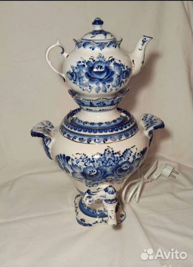 Гжель самовар электрический ручная роспись
