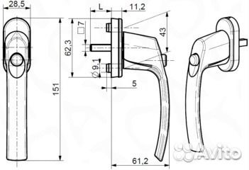 Ручка оконная с кнопкой. Защита для детей. Белая
