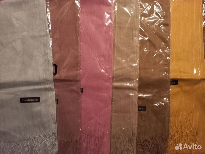 Палантины однотонные кашемир новые