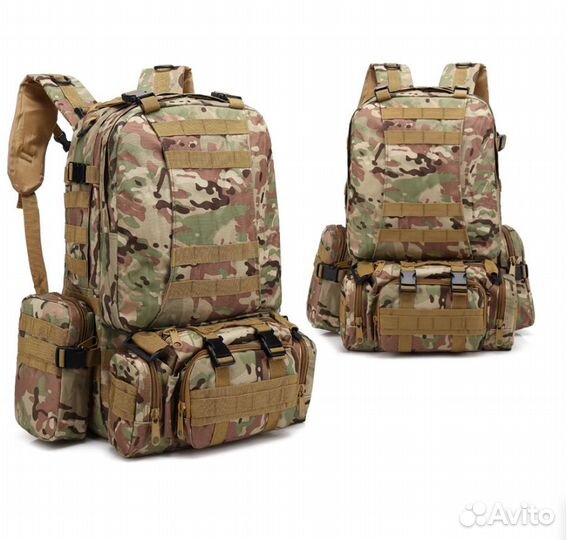 Тактический рюкзак с навесными подсумками 55л