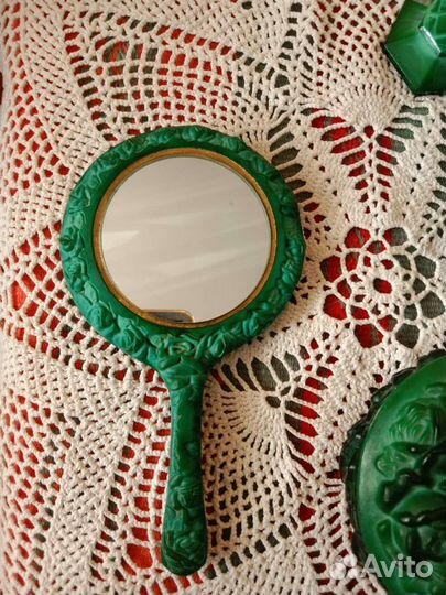 Малахитовое стекло зеркало, шкатулка