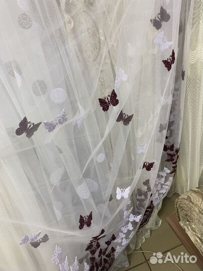 Тюль сетка бабочки Турция