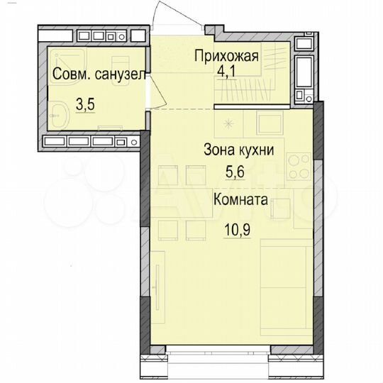 Квартира-студия, 24,1 м², 5/18 эт.