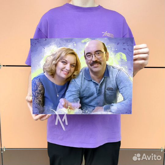 Портрет по фото на холсте. Печать фото на холсте