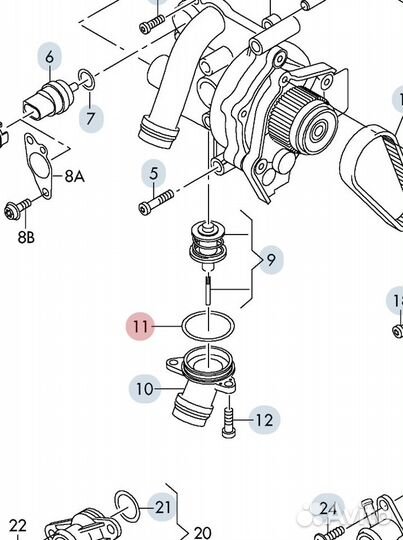 Уплотнительное кольцо термостата vag 06h121119e