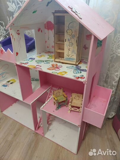 Кукольный домик для барби с мебелью