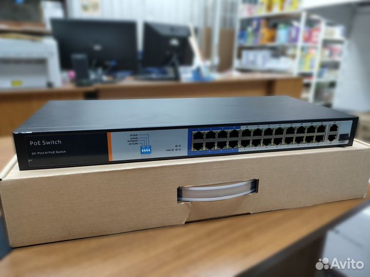 Коммутатор atix AT-NS-24P2G-1GS-230 (F) 24 портовы