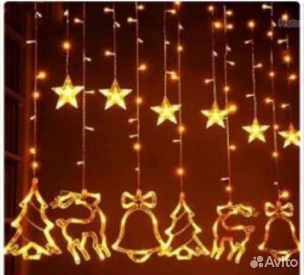 Новогодние гирлянды, украшения, бантики