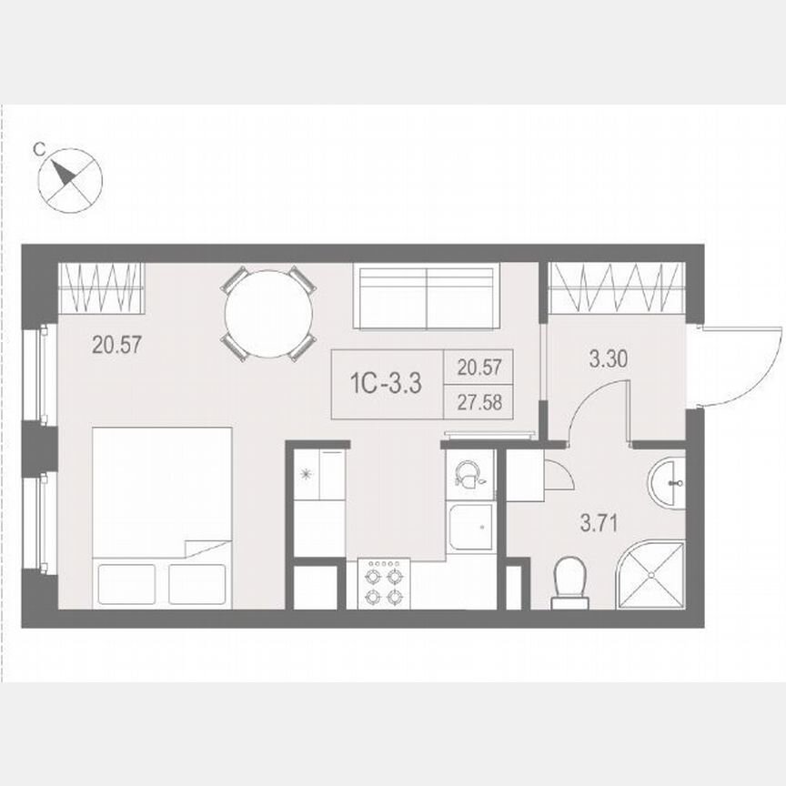 Апартаменты-студия, 27,6 м², 4/17 эт.