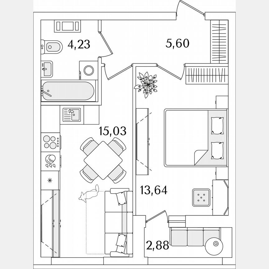 1-к. квартира, 39,9 м², 4/17 эт.
