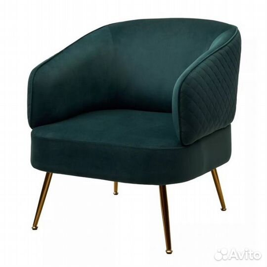 Кресло mussels bluvel-78 Зеленый/золотой каркас