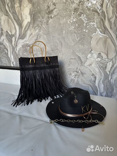 Соломенная сумка шляпа рафия
