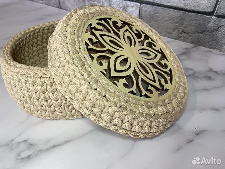 Корзина с крышкой, шкатулка ручной работы