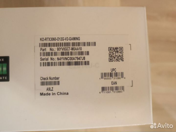 Видеокарта Asus RTX 3060