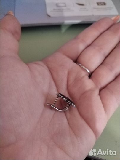 Серьги серебро с янтарем