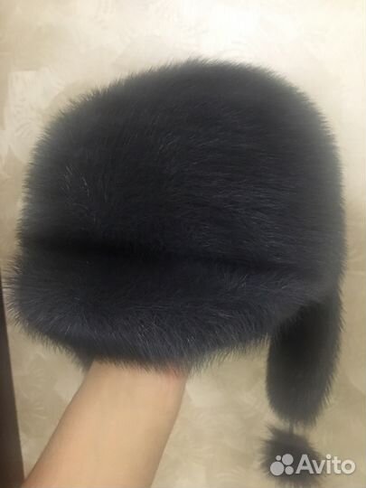 Норковая шапка (серо-голубая)