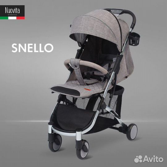 Прогулочная коляска Nuovita Snello темно-серый лен