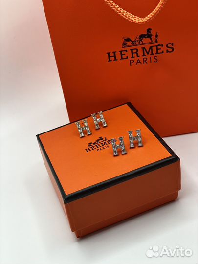 Серьги гвозди hermes пусеты