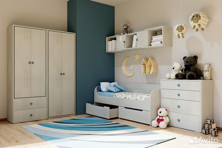Модульная детская спальня Тандем-3 бетон светлый