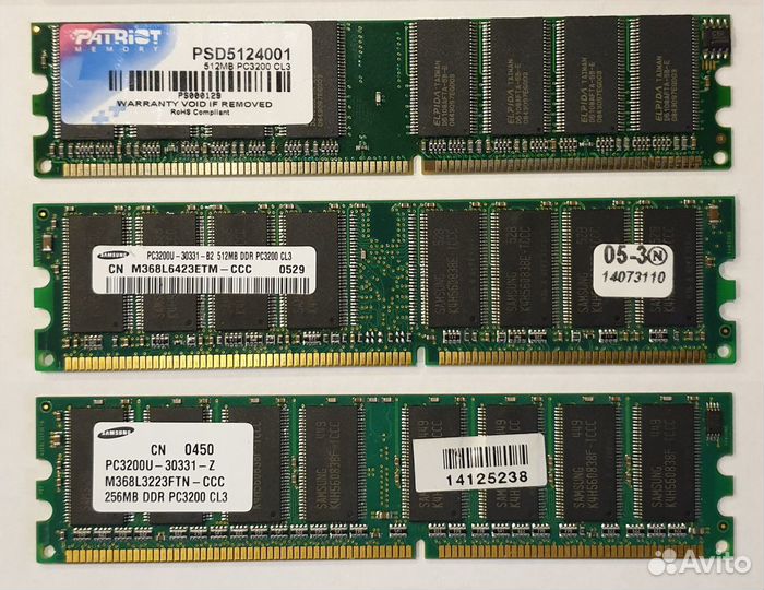 Модуль памяти DDR-400 4x512 Mb и 256 Mb