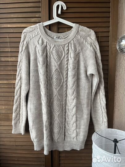 Свитер удлиненный шерсть S-M Бохо