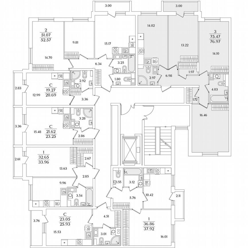 3-к. квартира, 77 м², 3/9 эт.