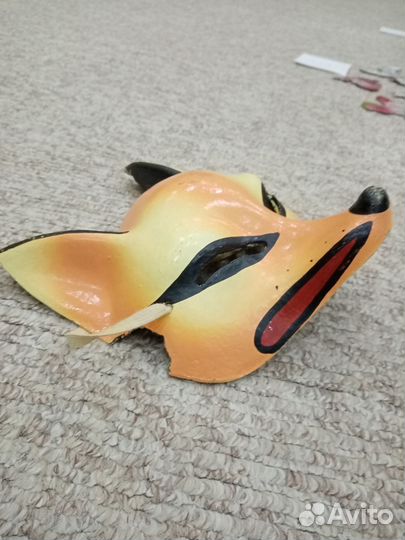 Маска новогодняя Лиса, папье маше