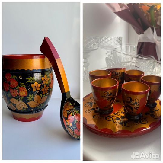 Горшок бочонок хохлома рюмки