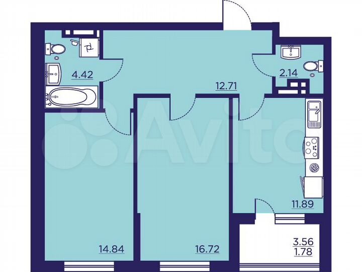 2-к. квартира, 64,5 м², 11/18 эт.