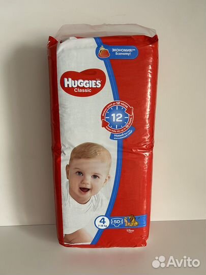 Подгузники huggies classic 4 3 упаковки по 50 шт