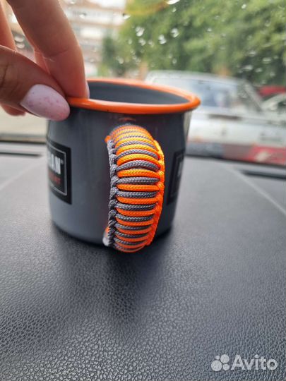 Эмалированная кружка в оплётке паракорд