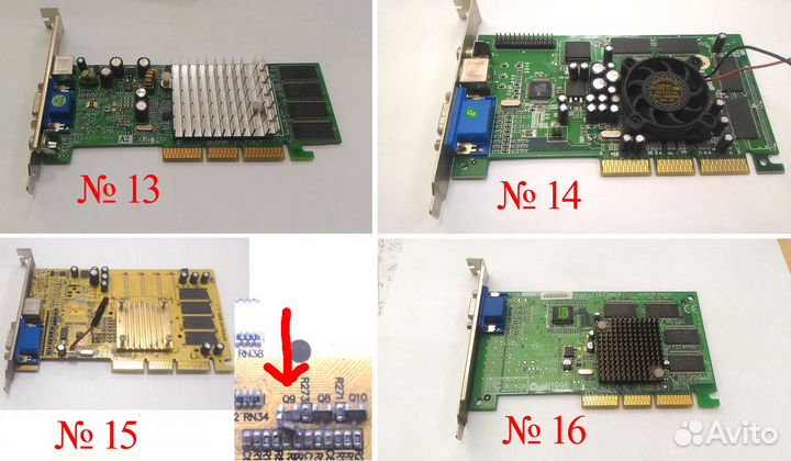 Видеокарты разных поколений от ISA до PCI-e